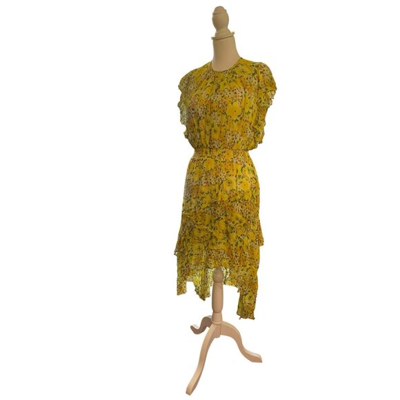 Shoshanna Candela Dress Yellow Floral Hi-low Chiffon Dress Size 0 MSRP: $460 - Picture 5 of 9
